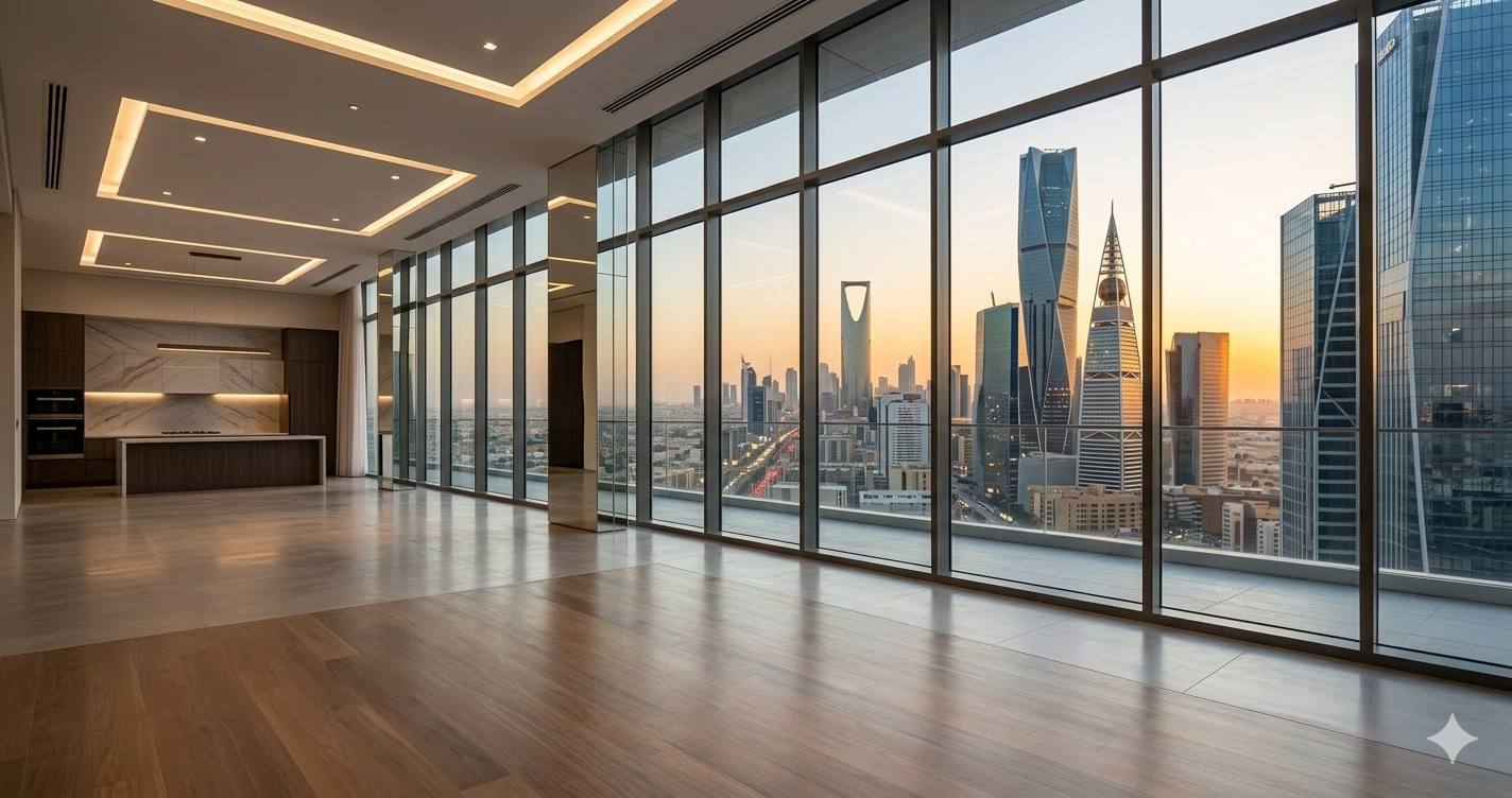 مكتب قانوني فاخر بإطلالة على مركز الرياض المالي