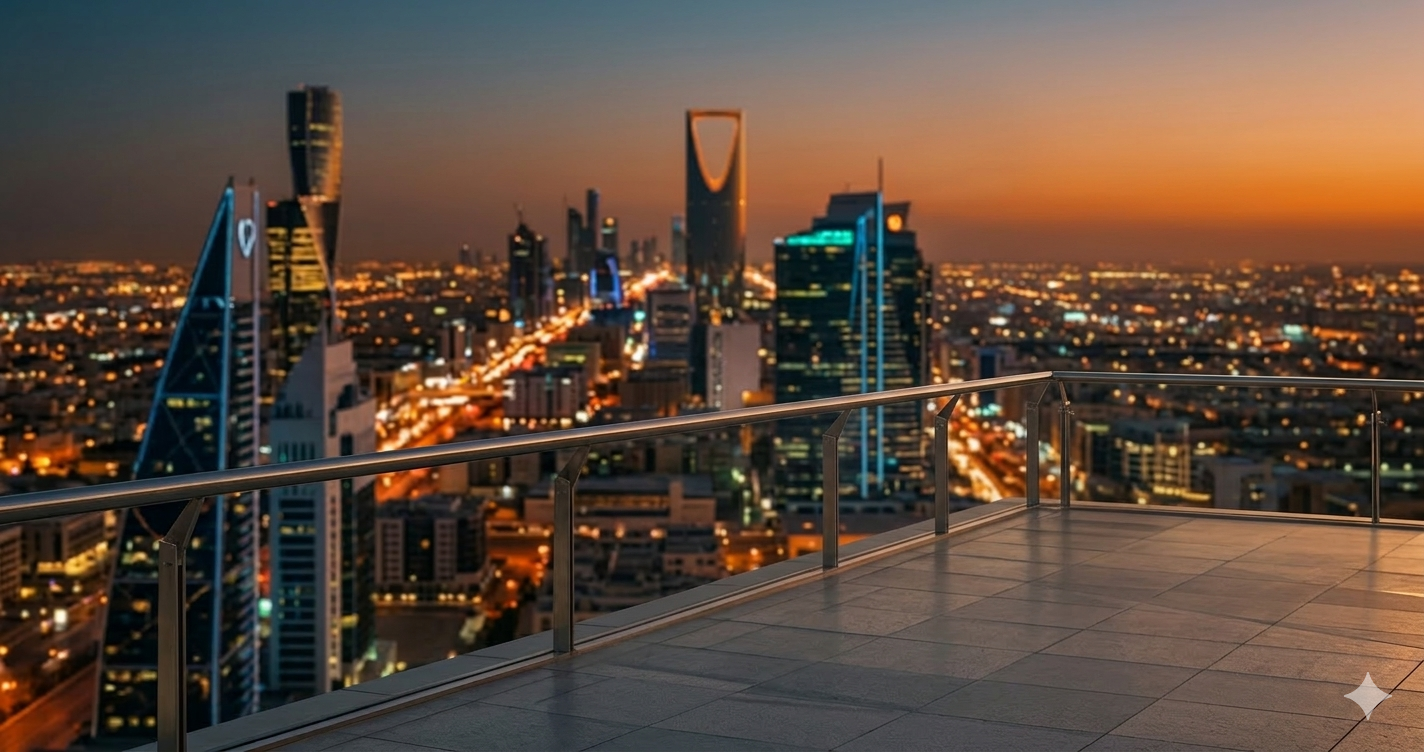 إطلالة ليلية على أفق الرياض من شرفة عالية